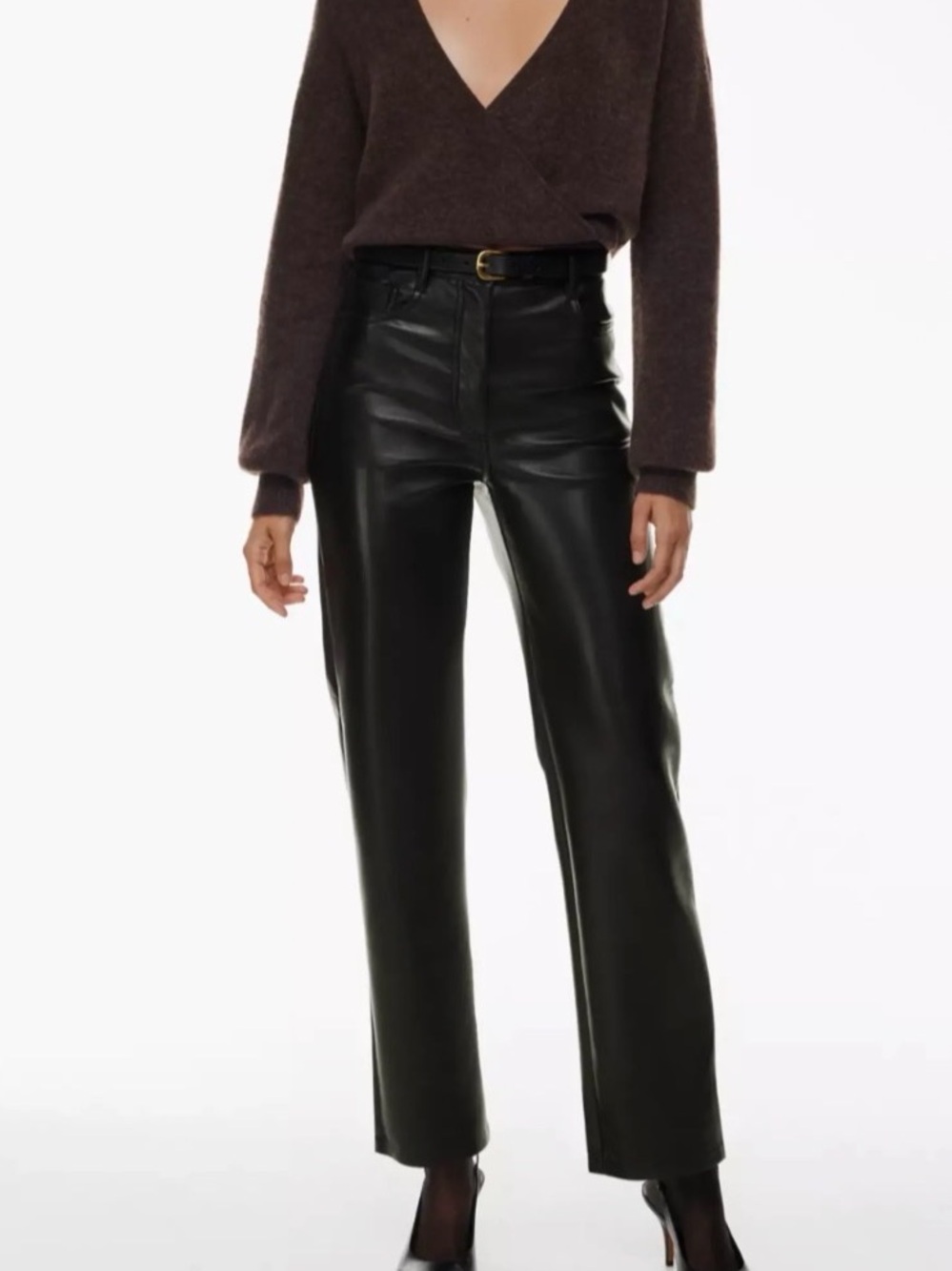 Wilfred Black Faux Leather Straight-Leg Pants